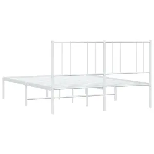 Berkfield Metal Bed Frame with Headboard White 150x200 cm 5FT King Size