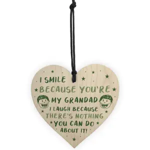 Red Ocean Funny Grandad Gift For Fathers Day Novelty Wooden Heart Sign Gift For Grandad Gifts For Him