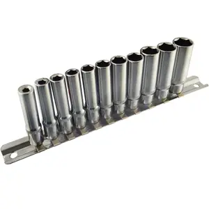 1/4" Drive Metric MM Double Deep Sockets 11pc 4mm - 13mm 6 Sided