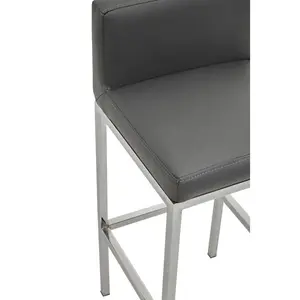 Madeline Upholstered Counter Stool with Metal Frame Silver / Grey