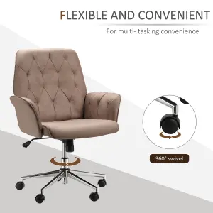 Vinsetto Computer Chair w/ Armrest Modern Style Tufted Home Dining Room Brown