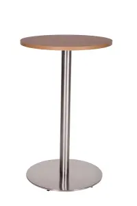 Daniella Round Brushed Table Base Round Laminate Top Large Poseur Oak 600mm diameter Round