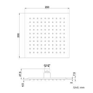 ENKI Chrome Square Ultra Slim Stainless Steel Shower Head 200mm