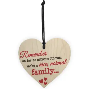 Red Ocean Nice Normal Family Novelty Wooden Hanging Heart Plaque