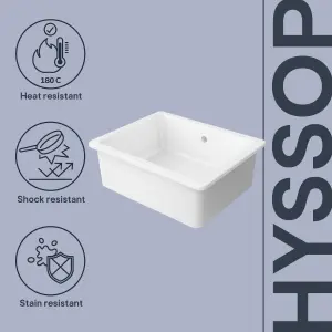 GoodHome Hyssop White Ceramic 1 Bowl Kitchen sink 460mm x 565mm