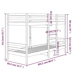 Berkfield Bunk Bed 80x200 cm Solid Wood Pine