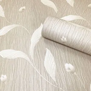 Tiffany Floral Trail Textured Heavyweight Vinyl Wallpaper Beige Belgravia 41337