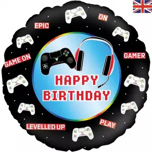 Oaktree Game Controller Birthday Foil Balloon Black/Blue/Red (One Size)