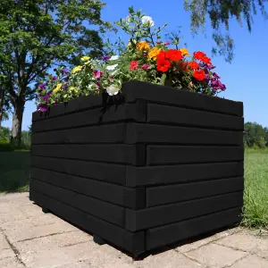 70cm Black Pine Raised Wooden Trough Planter