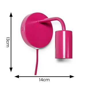 ValueLights Jordy Pair of - Plug in Colour Pop Raspberry Easy Fit Wall Lights - Bulbs included