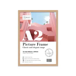 A2 Oak Picture Frame Fits A2 (42 x 59.4cm - 16.5 x 23.4in) Poster, Photo, Artwork, or Print.