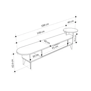 Decortie Ada Modern TV Unit Multimedia Centre White Black Marble Effect with Wall Storage TV Cabinet 188cm