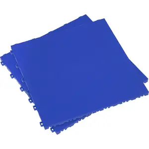 9 Pack Durable Heavy Duty Floor Tiles - 400x400mm Blue Treadplate for Workshops and Garages