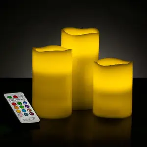 4Pc Colour Changing Led Wax Mood Candles Vanilla Scented Flameless With Remote