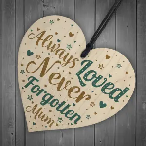 Red Ocean Special Mum Wooden Heart Memorial Grave Tribute Verse Plaque Christmas Tree Memorial Decoration Keepsake