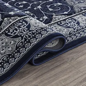 Abaseen 200x290 cm Navy Blue Royal Tabriz Rug Classic Oriental Rug 10mm Soft Pile Washable Area Rugs for Home and Office