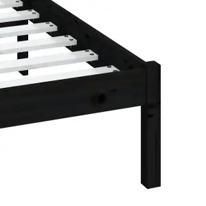 Berkfield Bed Frame Black Solid Wood 160x200 cm 5FT King Size