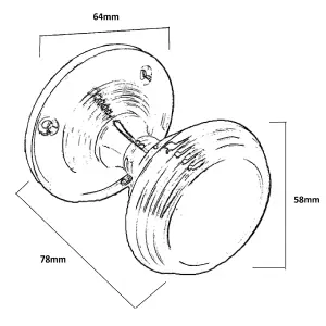 Door Knobs Queen Anne Reeded Internal Mortice Knob - Satin 64mm