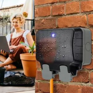 BG 13A Grey 2 gang Outdoor Weatherproof switched socket with Wifi extender