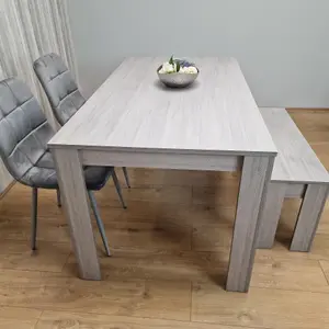 Dining Table and 2 Chairs With Bench Grey 2 Grey Velvet Chairs Wooden Bench Wood Dining Set Furniture