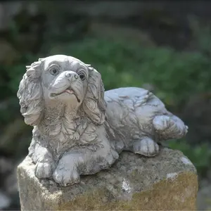 Stone Cast Small Laying King Charles Spaniel Ornament