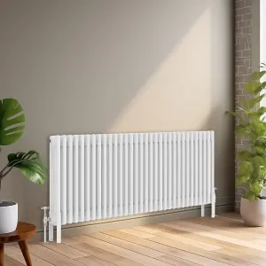 Right Radiators 600x1460 mm Horizontal Traditional 4 Column Cast Iron Style Radiator White