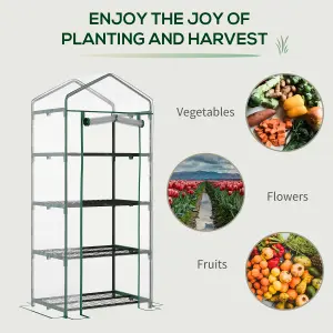 Outsunny Portable 4-Tier Mini Greenhouse Plant Grow House Shed w/ Clear Cover