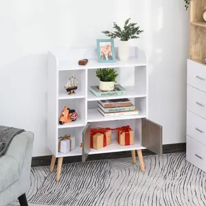 HOMCOM Multi-Shelf Bookcase Freestanding Storage Cabinet Shelves Wood Grey