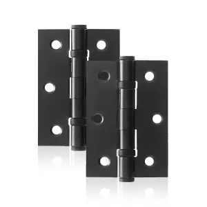 UAP Pack of 2 Door Hinges - 3 Inch - 75x50mm - Mild Steel Ball Bearing Butt - Square Corners - Internal Door - Matt Satin Black