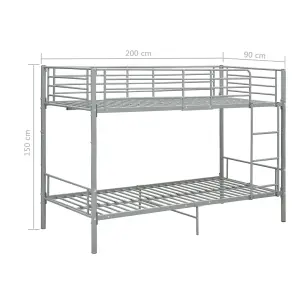 Berkfield Bunk Bed Grey Metal 90x200 cm