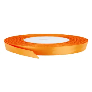 10mm Fluorescent Orange Double Sided Satin Polyester Ribbon Roll, 25 metres