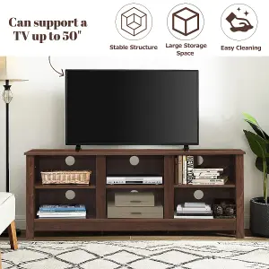 Costway TV Stand for TVs up to 55" Wooden 6 Storage Compartments TV Cabinet Table