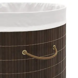 Laundry Hamper Dark Brown / Oval / 45 x 35 x 60 cm