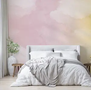 Sunrise Pink & Yellow Watercolour Gradient Wallpaper Mural - Peel & Stick Wallpaper - Size Medium (400 x 250 cm)