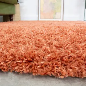 Super Soft Terracotta Orange Shaggy Area Rug 240x330cm