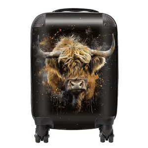 Bronze Splashart Highland Cow Suitcase - Small