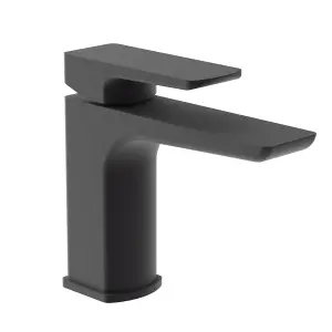 Nes Home Mono Basin Sink Mixer Tap Matte Black Brass Faucet & Waste