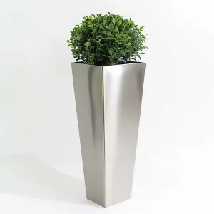 90cm Zinc Silver Tall Tapered Square Planter