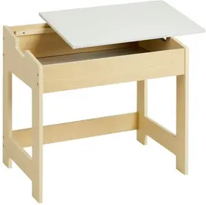 Dunelm Kids Nico Flip Desk With Chair, Natural, Kids, Natural/White, Wood