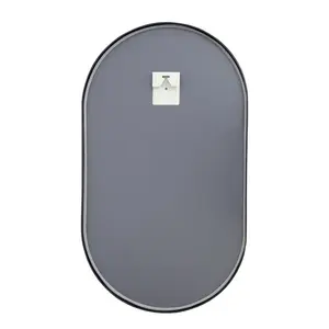 Oval Metal Wall Mirror Black