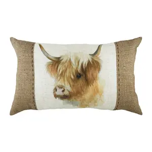 Evans Lichfield Hessian Cow Cow Rectangular Feather Rich Cushion