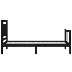 Berkfield Bed Frame with Headboard Black 90x200 cm Solid Wood