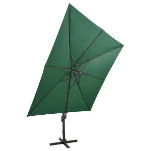 Berkfield Cantilever Umbrella with Pole and LED Lights Green 300 cm