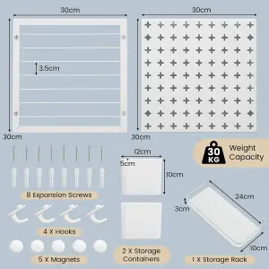 Costway Pegboard Wall Organizer Kit Wall Mount Display 2 Pegboard Panels Kits Storage