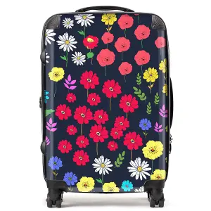 Multicoloured Flower Pattern Suitcase - Medium