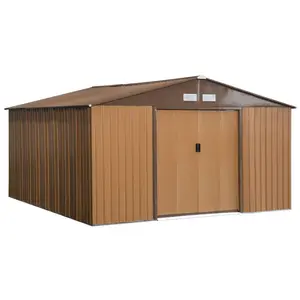 11 ft. W x 13 ft. D Metal Garden Shed Brown