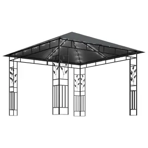 Berkfield Gazebo with Mosquito Net&LED String Lights 3x3x2.73m Anthracite