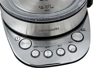 Cookworks Variable Temperature Glass Kettle - S/Steel