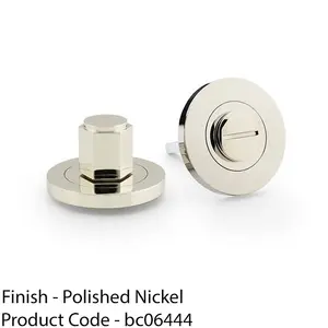 Industrial Hex Thumbturn & Release Lock - Polished Nickel - Bathroom Door WC