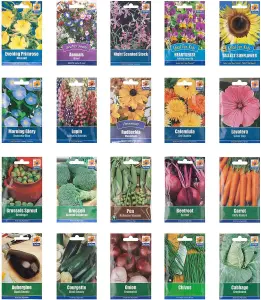 simpa Blue Seed Storage Utility Tin with 10PK Starter Vegetable & Flower Seed Packets.